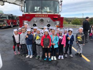 Otisville kids with fire truck