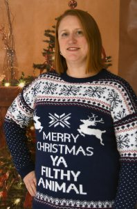 teacher in holiday sweater