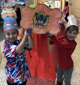 kindergarteners in a Chinese New Year parade