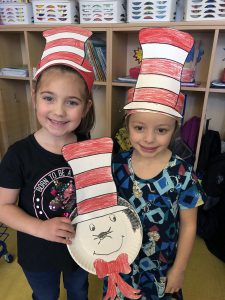 Students wearing Cat in the Hat hats