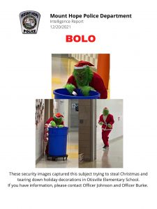 alert poster about the grinch