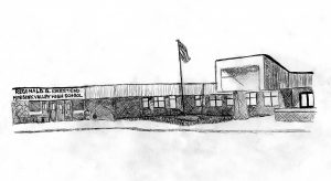 sketch of front of high school building